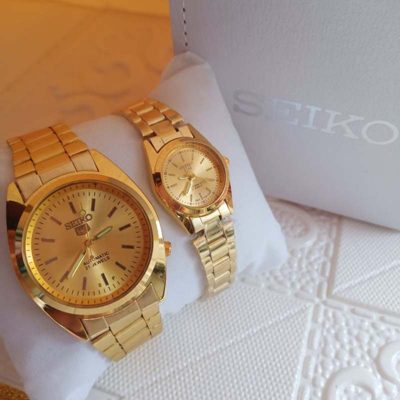 Buy 1 Take 1 SEIKO 5 Waterproof Couple Watch 18K Gold Watch for Women and Men