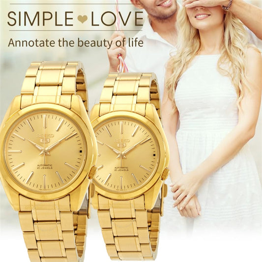 Buy 1 Take 1 SEIKO 5 Waterproof Couple Watch 18K Gold Watch for Women and Men