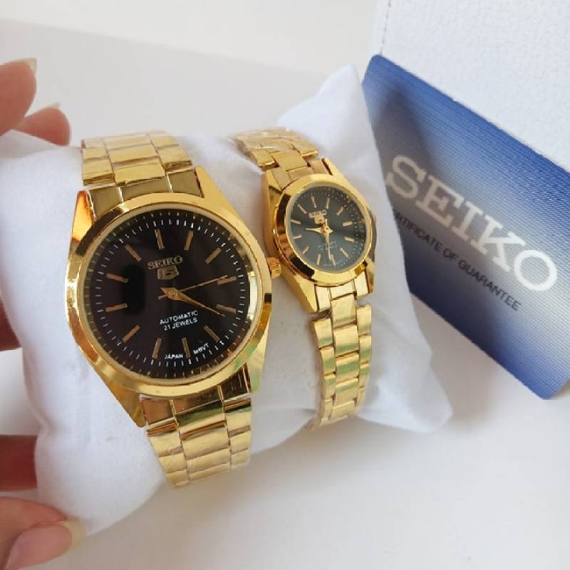 Buy 1 Take 1 SEIKO 5 Waterproof Couple Watch 18K Gold Watch for Women and Men