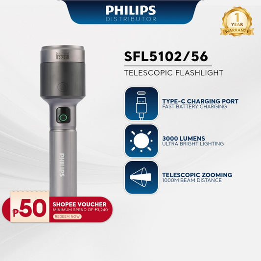 PHILIPS Zoomable Flashlights Original - Aircraft Aluminium Alloy 33.2cms Zoom LED, Aluminum Alloy